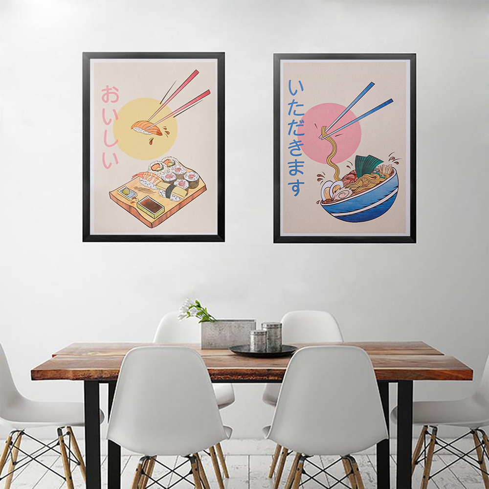 和風キッチン食品ポスターとプリントラーメン寿司キャンバス絵画 - Japanese Restaurant Lifestyle のレビューと価格