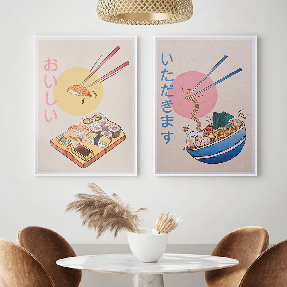 和風キッチン食品ポスターとプリントラーメン寿司キャンバス絵画 - Japanese Restaurant Lifestyle のレビューと価格