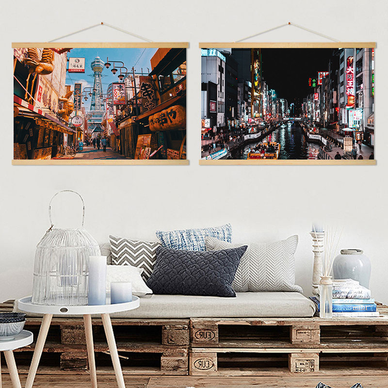 日本の街並みの布絵、居酒屋の掛軸、東京大阪の風景画、装飾画 - Japanese Restaurant Lifestyle のレビューと価格