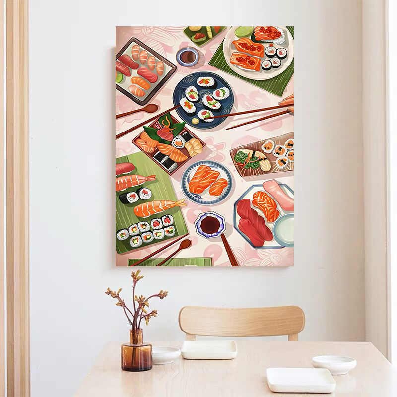 寿司サーモンポスタープリントキッチン日本料理キャンバス絵画壁 - Japanese Restaurant Lifestyle のレビューと価格