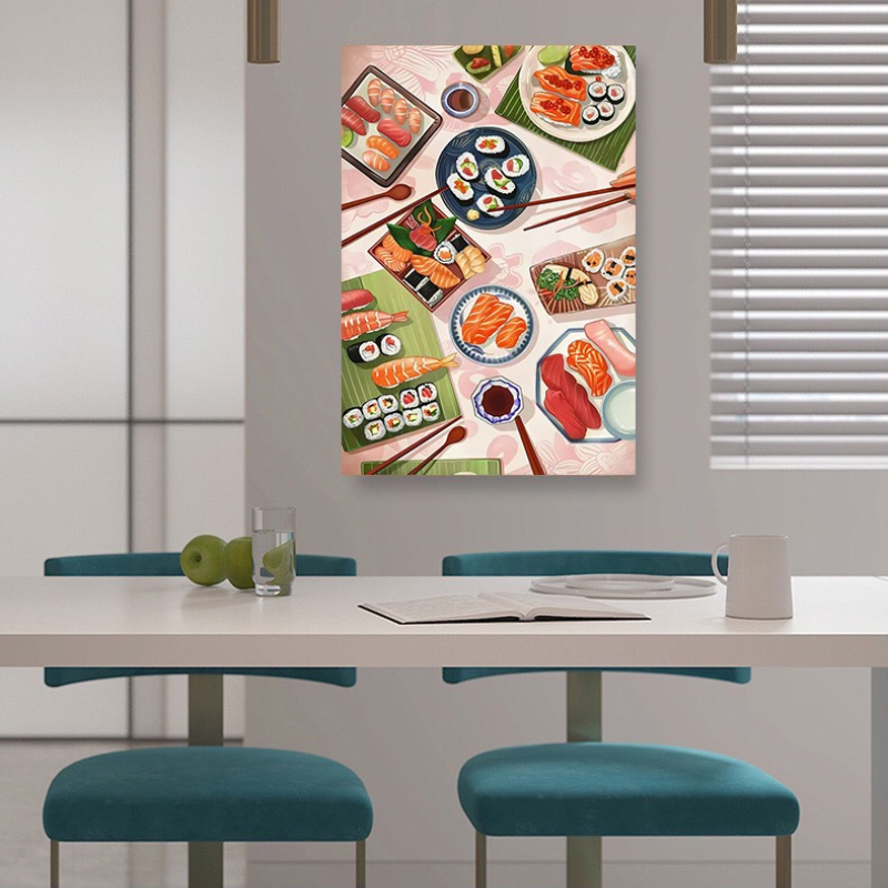 寿司サーモンポスタープリントキッチン日本料理キャンバス絵画壁 - Japanese Restaurant Lifestyle のレビューと価格
