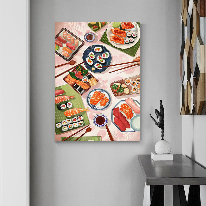 寿司サーモンポスタープリントキッチン日本料理キャンバス絵画壁 - Japanese Restaurant Lifestyle のレビューと価格